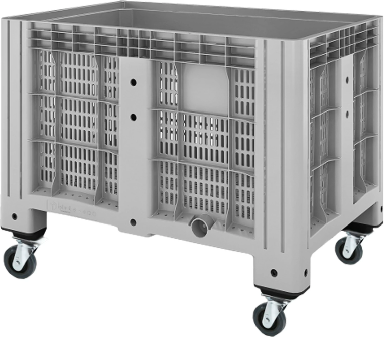 Контейнер 1200х800х913 мм перфорированный серый на колёсах купить в Краснодаре