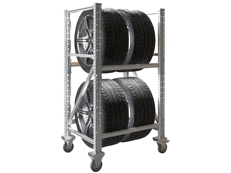 Стеллаж MS PRO 1350/781X606 передвижной для хранения до 4 шин купить в Краснодаре