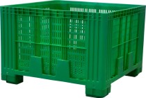 Контейнер 1120х1120х770 мм зеленый перфорированный на ножках