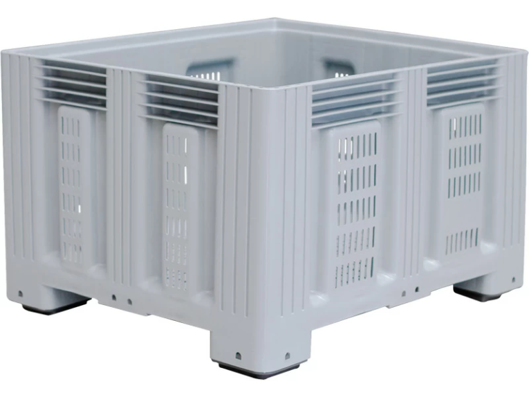 Контейнер 1200х1000х758 перфорированный, на ножках серый купить в Краснодаре