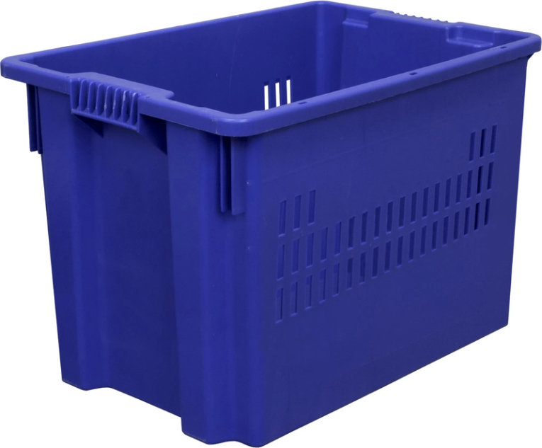 Ящик 600х400х400 дно сплошное, стенки перфорированные синий купить в Краснодаре Ящик 600х400х400 дно сплошное, стенки перфорированные синий купить в Краснодаре