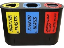 Урна для раздельного сбора мусора Город-3 (710) с метал. вставками пластик/стекло/несорт. отходы