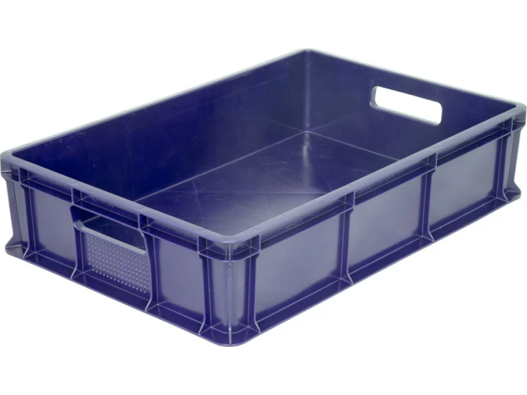 Ящик 600х400х140 мм сплошной с ручками синий купить в Краснодаре