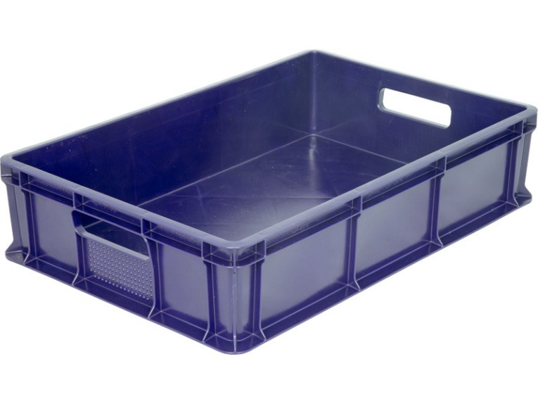 Ящик 600х400х140 мм сплошной с ручками синий купить в Краснодаре