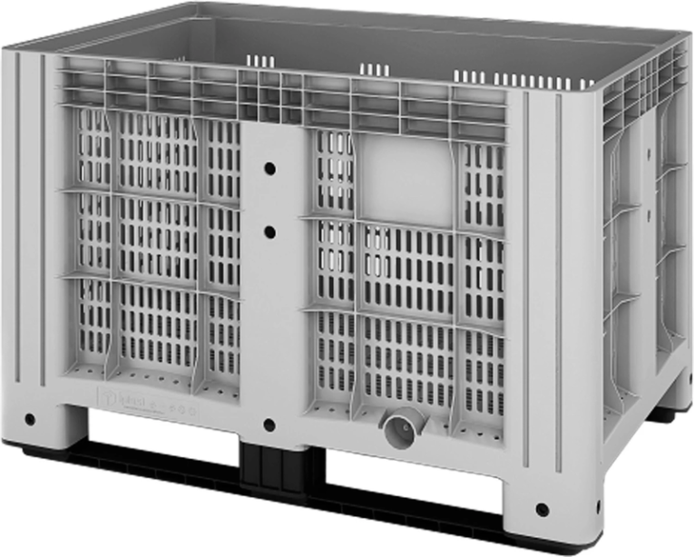 Контейнер 1200х800х800 мм перфорированный серый на полозьях купить в Краснодаре