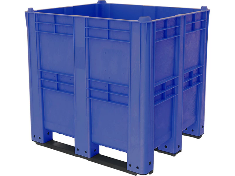 BoxPallet 1300х1150х1250 сплошной, на 3 полозьях синий купить в Краснодаре