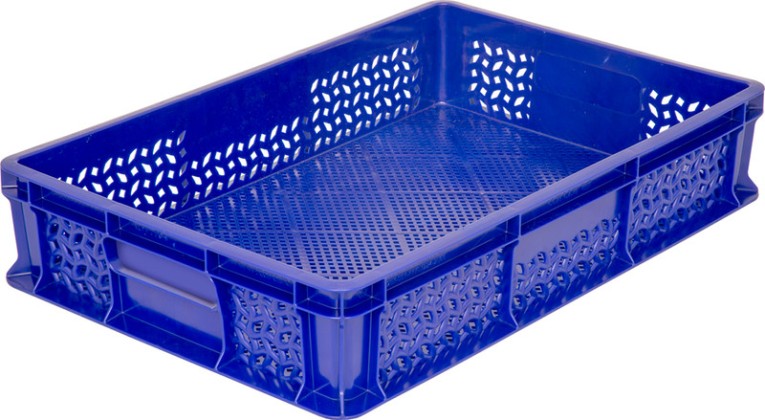 Ящик 600х400х120 перфорированный, без ручек синий купить в Краснодаре Ящик 600х400х120 перфорированный, без ручек синий купить в Краснодаре