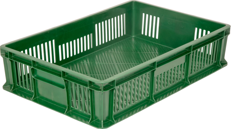 Ящик 600х400х140 мм перфорированный без ручек зелёный купить в Краснодаре Ящик 600х400х140 мм перфорированный без ручек зелёный купить в Краснодаре