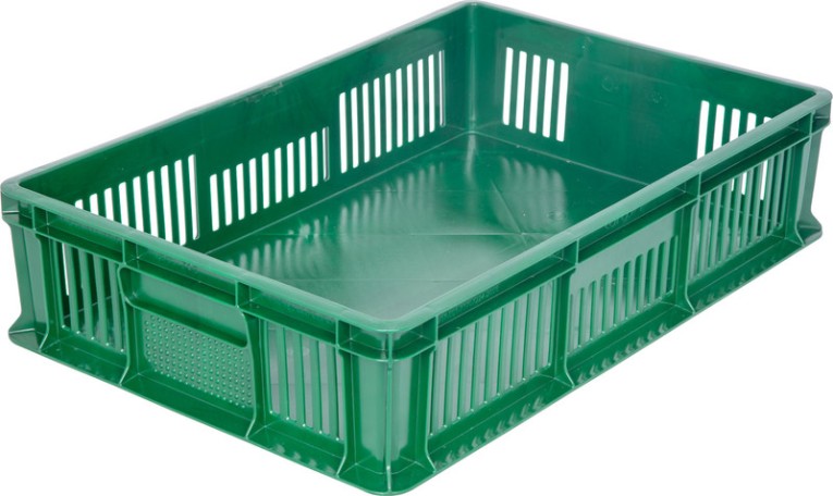 Ящик 600х400х140 мм дно сплош.стенки перф.без ручек зеленый купить в Краснодаре Ящик 600х400х140 мм дно сплош.стенки перф.без ручек зеленый купить в Краснодаре