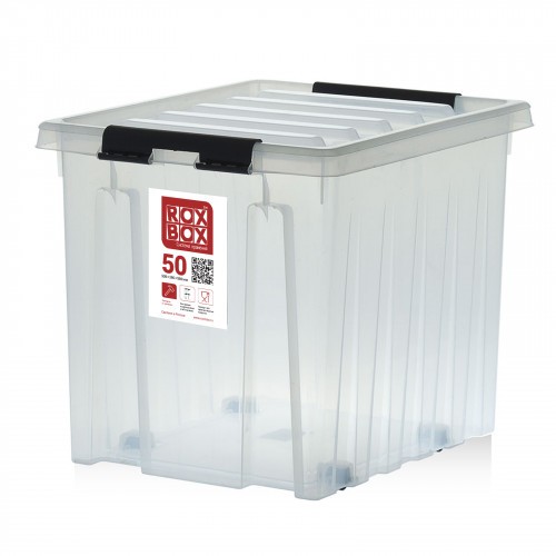 Контейнер Rox Box Original 50 (500х390х390 мм с крышкой и клипсами, на роликах, прозрачный) купить в Краснодаре