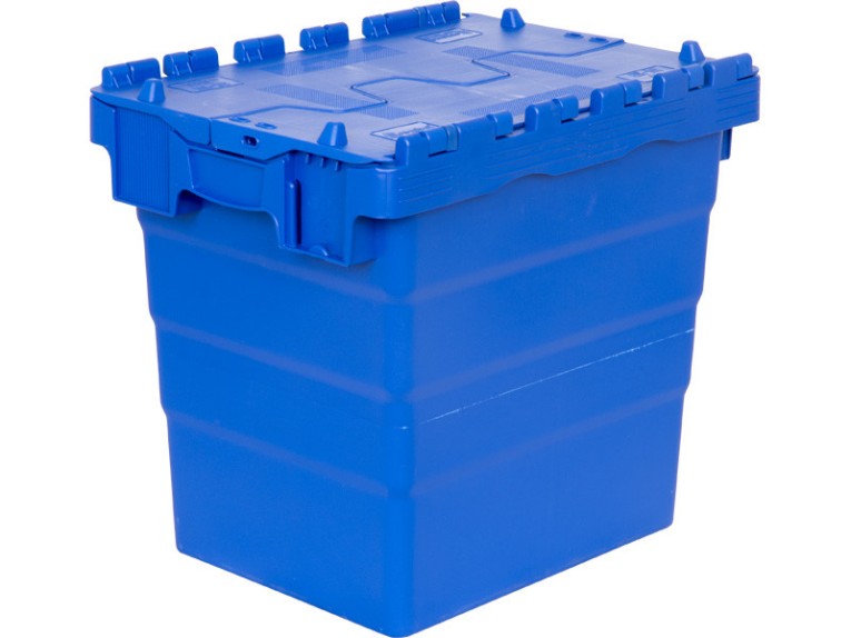 Ящик 400х300х356 сплошной, с крышкой синий купить в Краснодаре Ящик 400х300х356 сплошной, с крышкой синий купить в Краснодаре