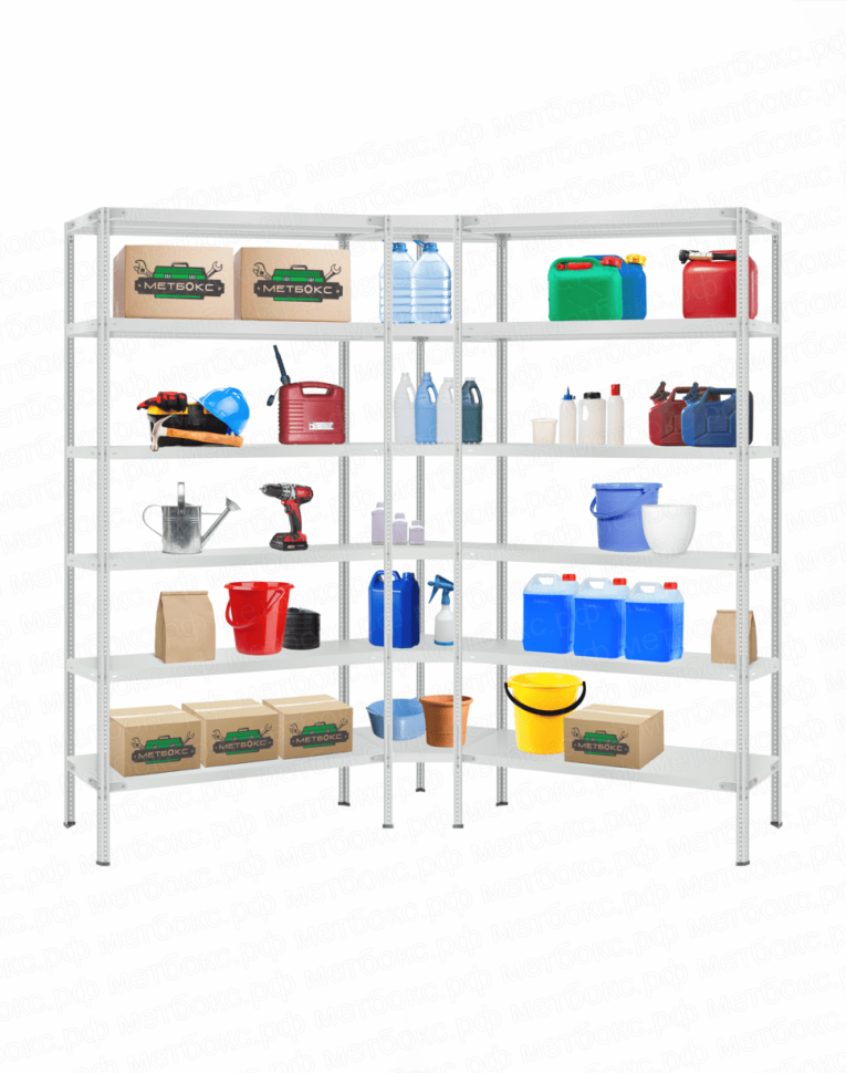 Стеллаж угловой 2000х1500х1500 (6 ярусов глубиной 300мм) купить в Краснодаре Стеллаж угловой 2000х1500х1500 (6 ярусов глубиной 300мм) купить в Краснодаре