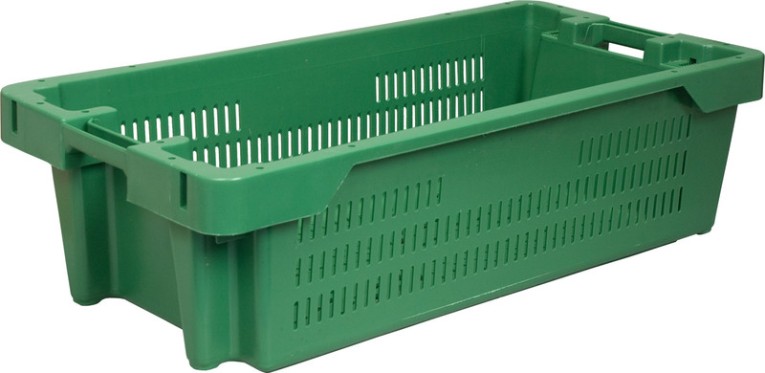 Ящик рыбный 800х400х225 перфорированный зеленый купить в Краснодаре