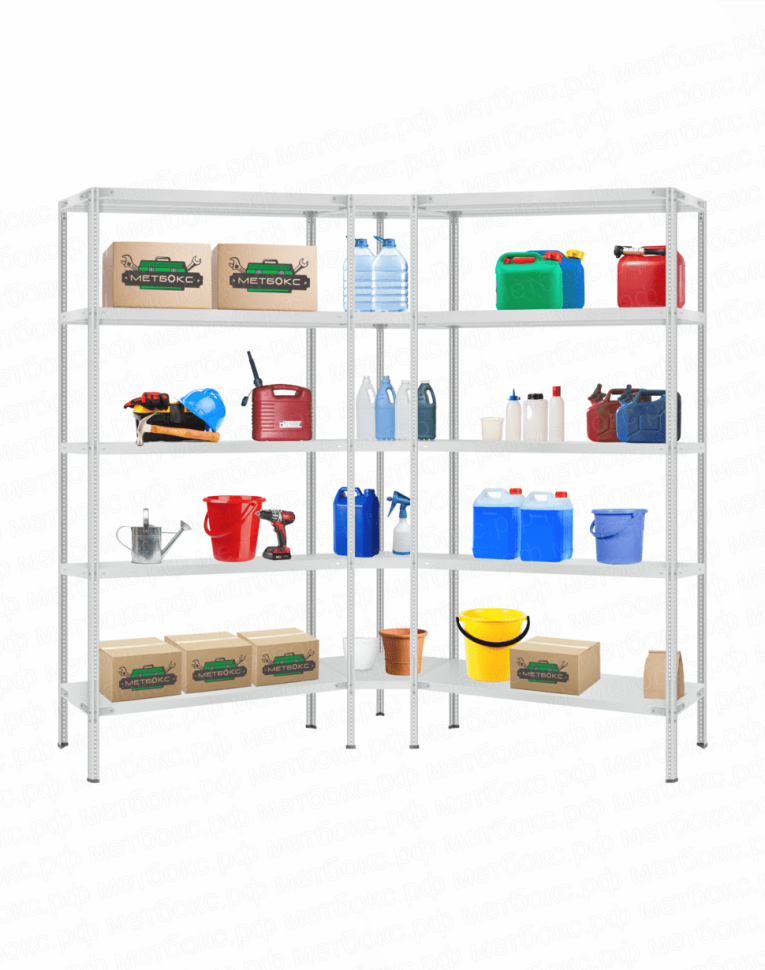 Стеллаж угловой 2000х1800х1800 (5 ярусов глубиной 600мм) купить в Краснодаре