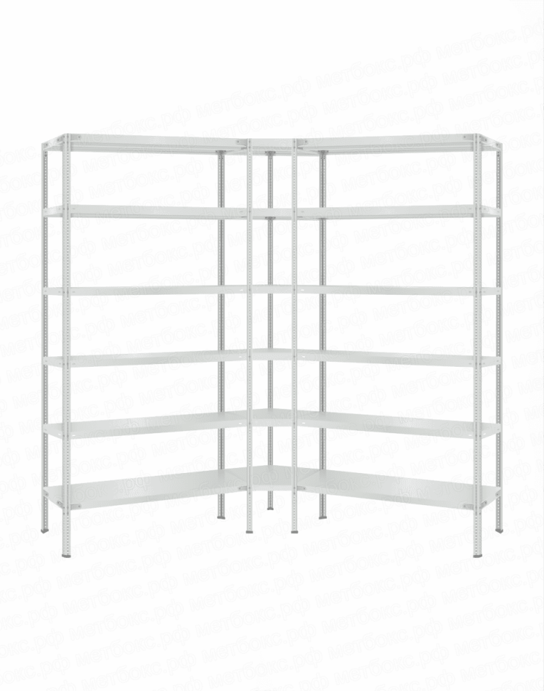 Стеллаж угловой 2000х1800х1800 (6 ярусов глубиной 600мм) купить в Краснодаре