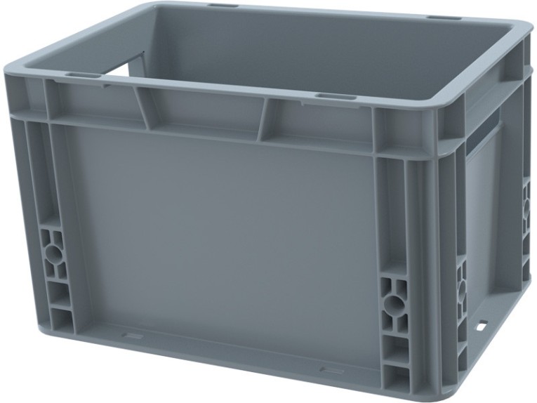 Ящик 300х200х170 сплошной, гладкое дно, цв. серый купить в Краснодаре