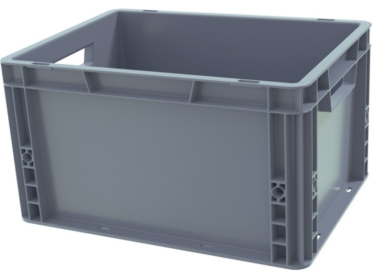 Ящик 400х300х270 сплошной, усиленное дно, цв. серый купить в Краснодаре Ящик 400х300х270 сплошной, усиленное дно, цв. серый купить в Краснодаре