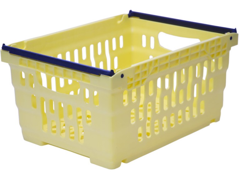 Ящик 400х300х200 со складываемыми ручками жёлтый купить в Краснодаре Ящик 400х300х200 со складываемыми ручками жёлтый купить в Краснодаре