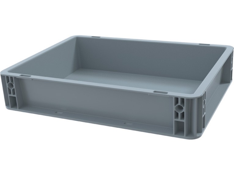 Ящик 400х300х75 сплошной, усиленное дно, цв. серый купить в Краснодаре