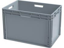 Ящик 600х400х320 сплошной, усиленное дно, цв. серый