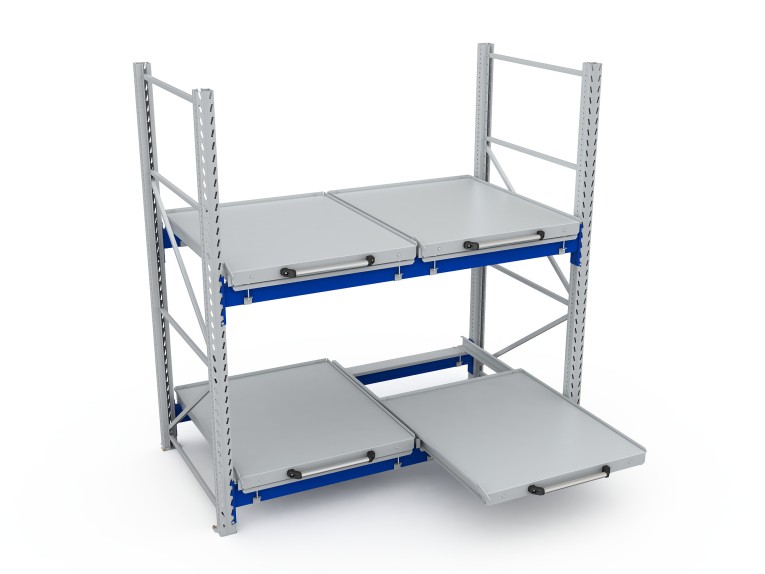 Стеллаж с выкатными платформами S-HEAVY 500 (2 яруса хранения) купить в Краснодаре