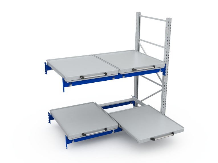 Стеллаж с выкатными платформами S-HEAVY 500 (2 яруса хранения) купить в Краснодаре