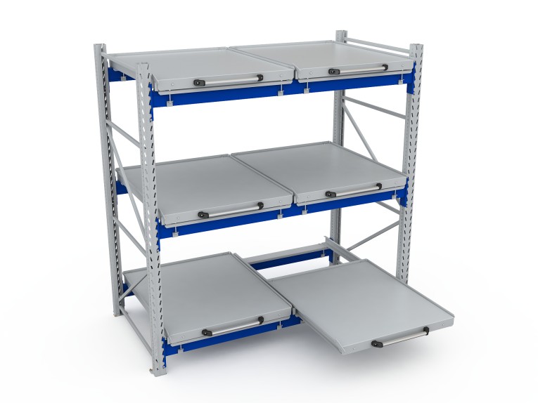 Стеллаж с выкатными платформами S-HEAVY 500 (3 яруса хранения) купить в Краснодаре
