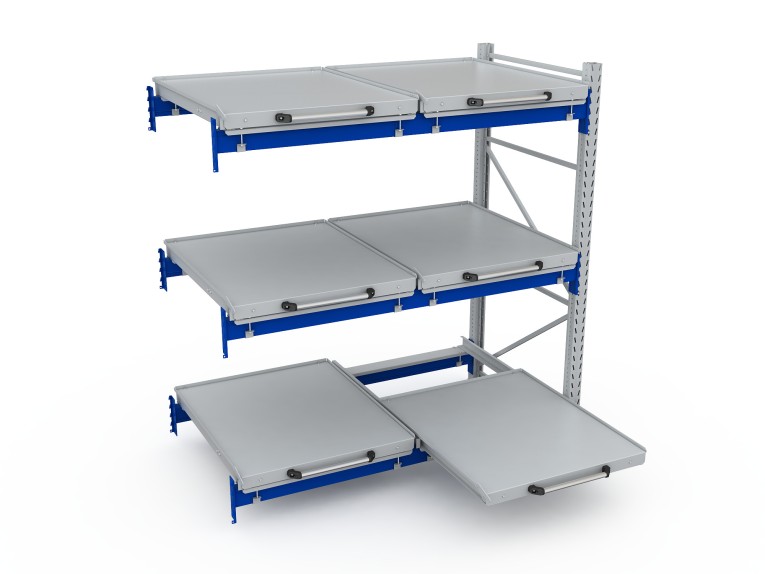 Стеллаж с выкатными платформами S-HEAVY 500 (3 яруса хранения) купить в Краснодаре