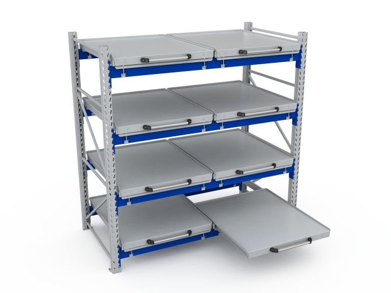Стеллаж с выкатными платформами S-HEAVY 500 (4 яруса хранения) купить в Краснодаре