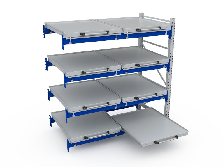 Стеллаж с выкатными платформами S-HEAVY 500 (4 яруса хранения) купить в Краснодаре
